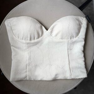 Ivory strapless bustier top in XS